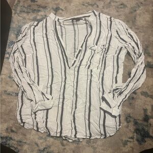Atmosphere Black and White Striped Button Down Shirt
